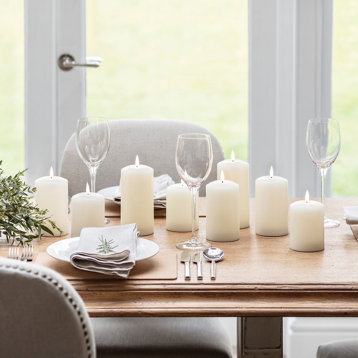 Sable | Set Of 3 Ivory Wax LED Flameless Pillar Candles With Remote
