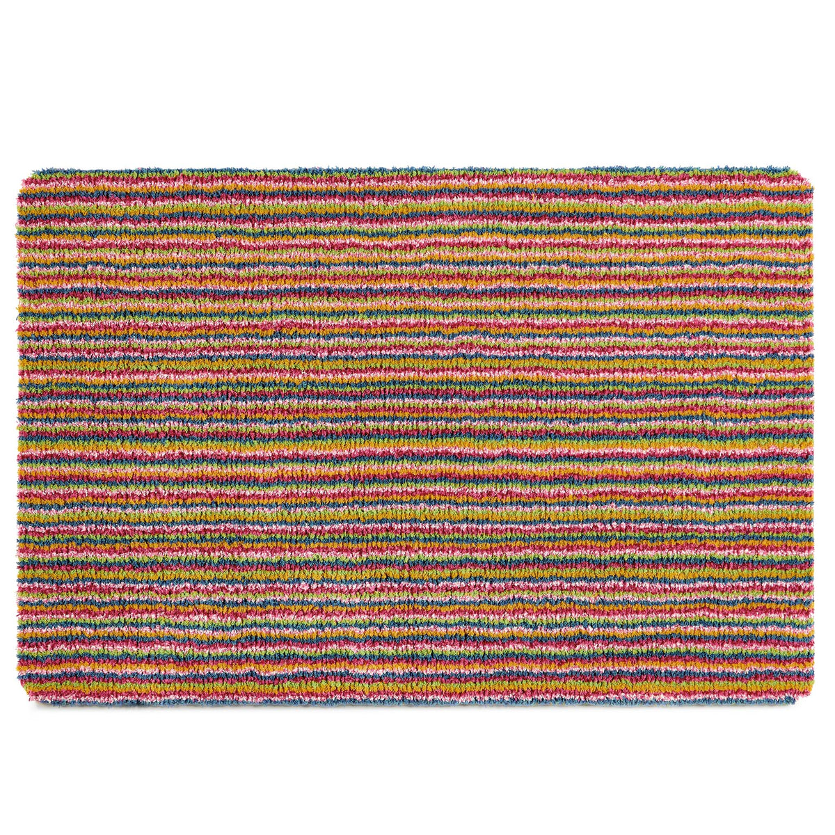 Candy Bright Doormat - a 100% recycled material doormat featuring a colourful striped pattern.