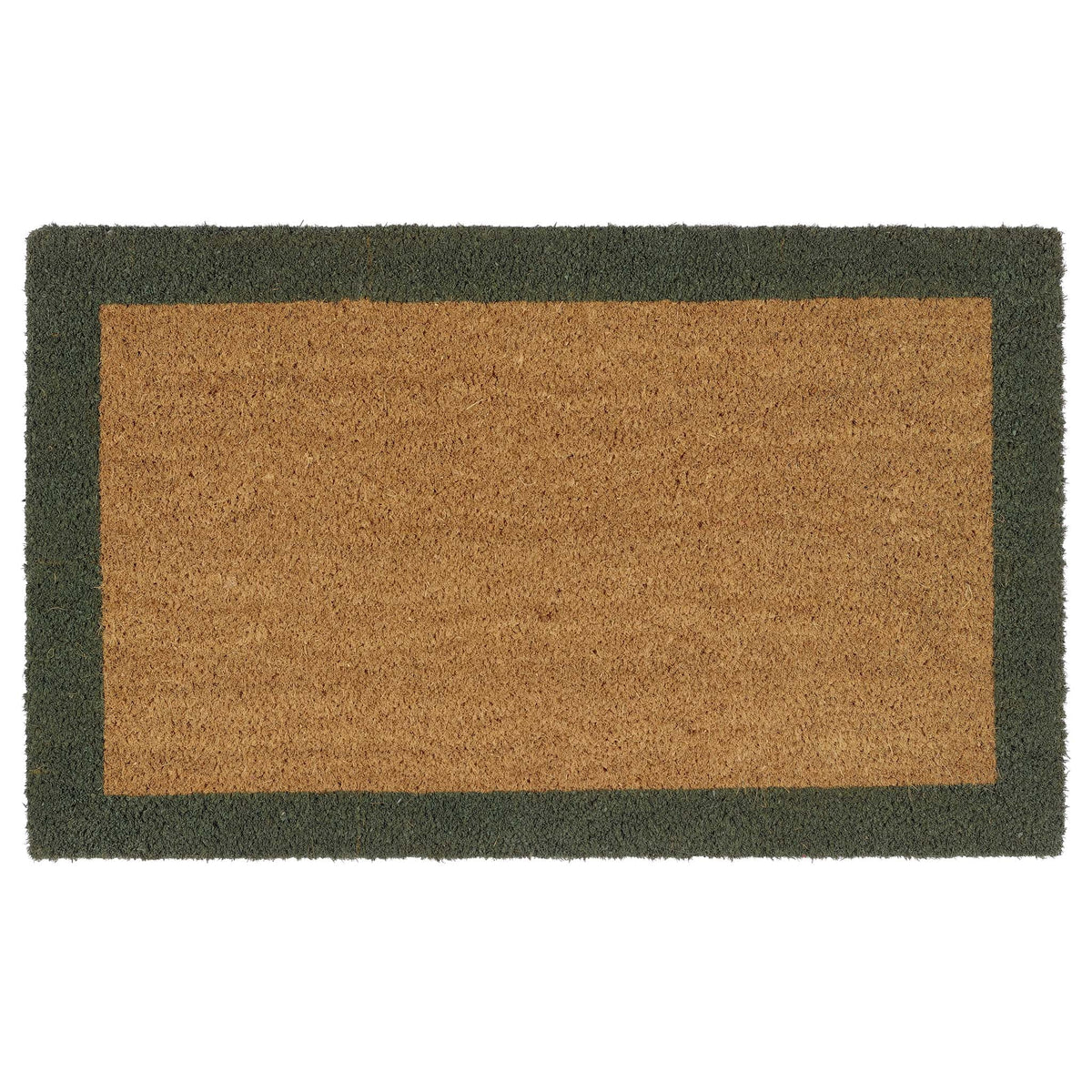 Printed Coir Border Green Doormat- made from recycled materials featuring a green border.