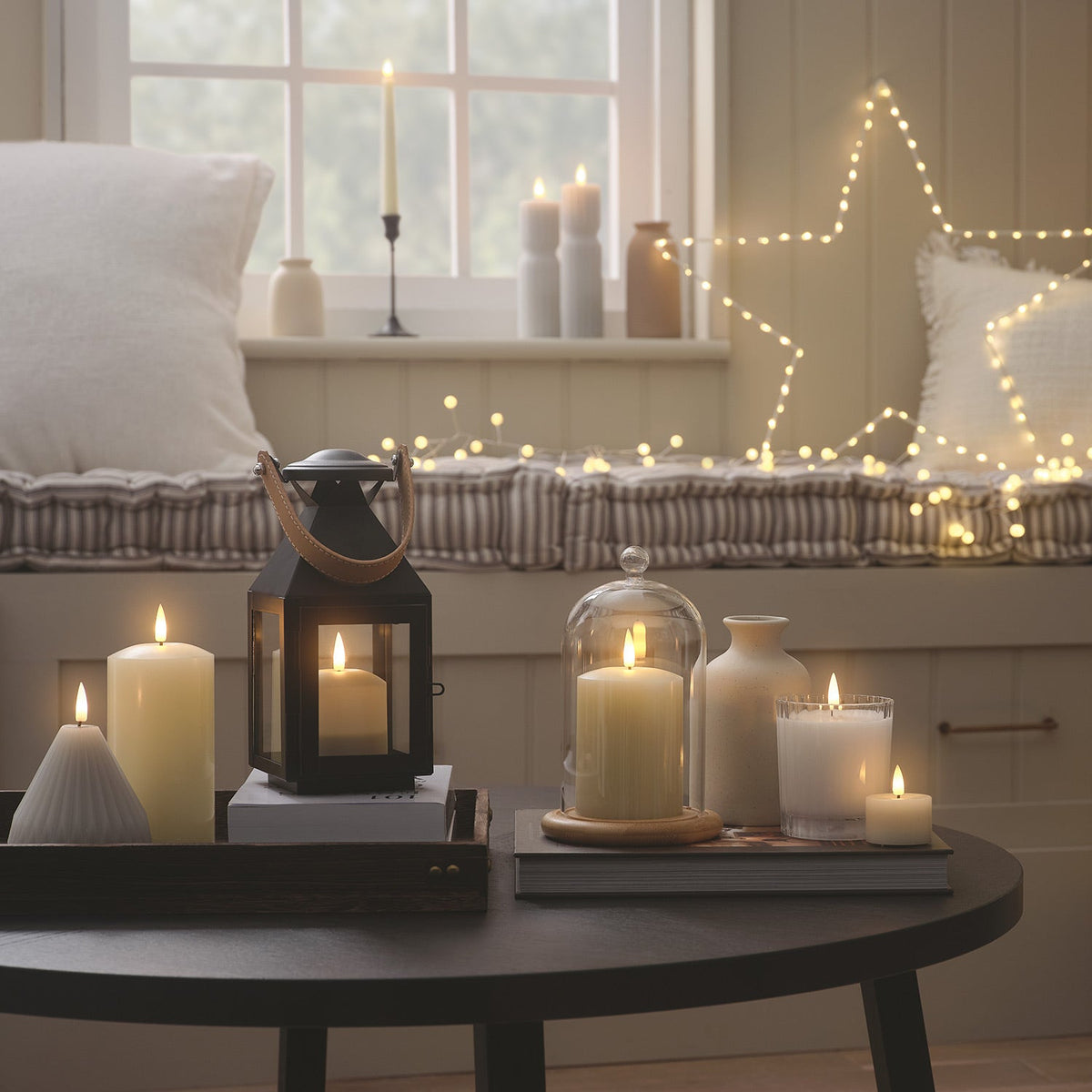 Sable | Set Of 3 Ivory Wax LED Flameless Pillar Candles With Remote