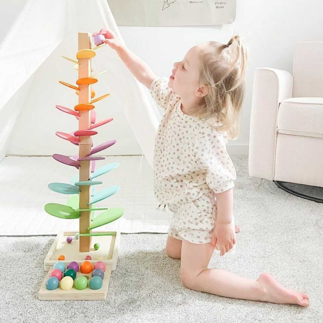 Wooden Rainbow Sound Tower Educational Sensory Play Set - Detailed view