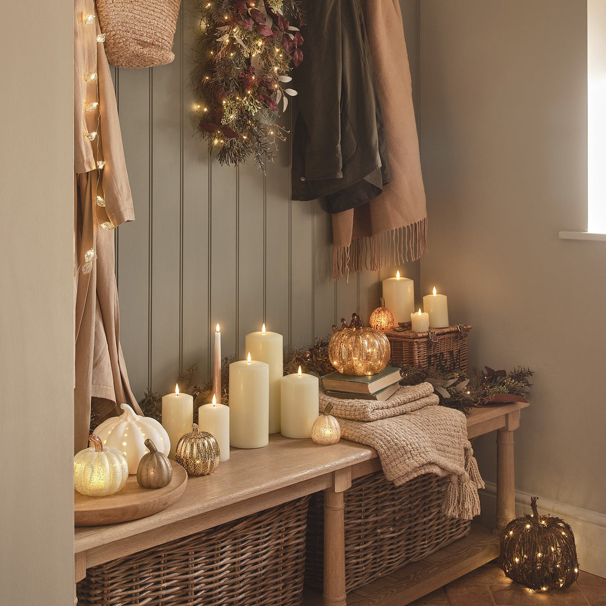 Sable | Set Of 3 Ivory Wax LED Flameless Pillar Candles With Remote