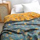 Ownkoti Ginkgo Leaf Pattern Cotton Reversible Quilt - Bluish Gray & Orange - King - Quilt - image 0
