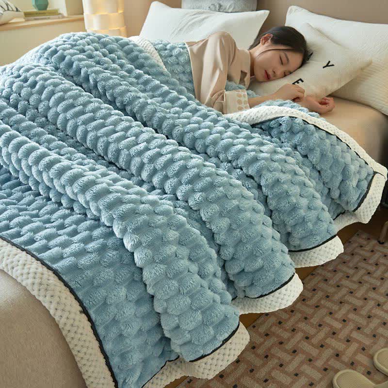 Ownkoti Thick Coral Fleece Reversible Throw Blanket - Blue - Queen - image 14