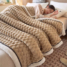 Ownkoti Thick Coral Fleece Reversible Throw Blanket - Coffee - Queen - image 15