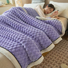 Ownkoti Thick Coral Fleece Reversible Throw Blanket - Purple - Queen - image 20