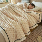 Ownkoti Thick Coral Fleece Reversible Throw Blanket - Beige - Queen - image 9