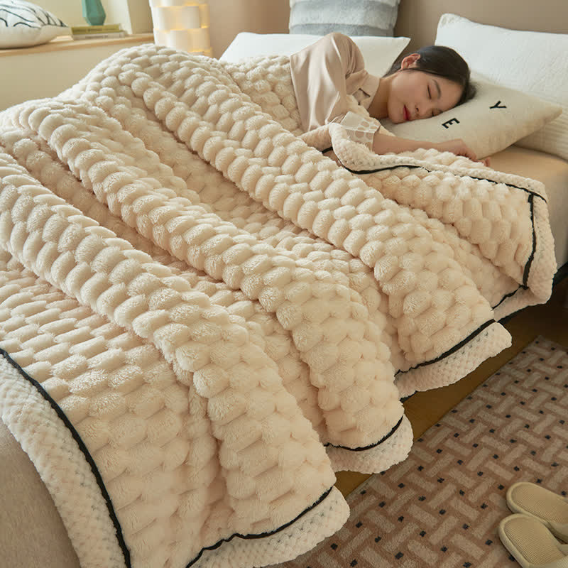 Ownkoti Thick Coral Fleece Reversible Throw Blanket - Beige - Queen - image 9