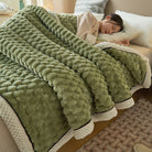 Ownkoti Thick Coral Fleece Reversible Throw Blanket - Green - Queen - image 16