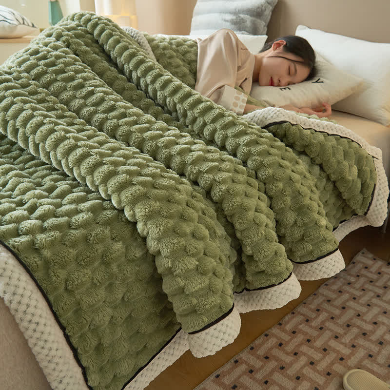 Ownkoti Thick Coral Fleece Reversible Throw Blanket - Green - Queen - image 16
