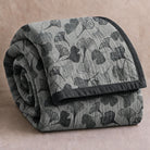 Ownkoti Grey‑Black Ginkgo Leaf Cotton Blanket - Light Gray - 98" x 94" - image 0