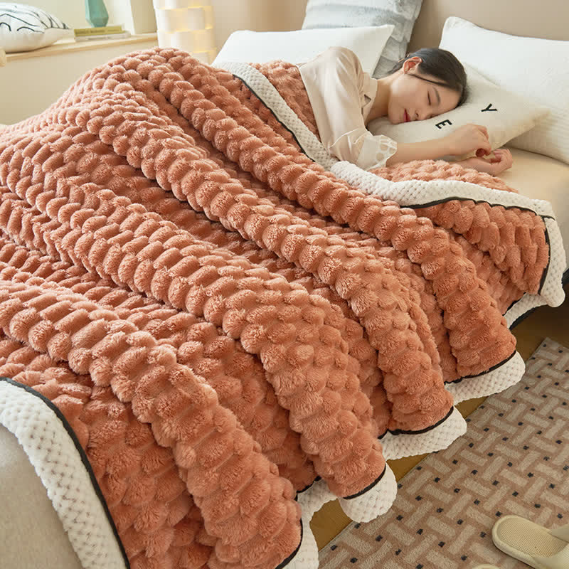 Ownkoti Thick Coral Fleece Reversible Throw Blanket - Orange - Queen - image 5