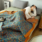 Ownkoti Orange & Blue Pattern Six Layers Cotton Quilt