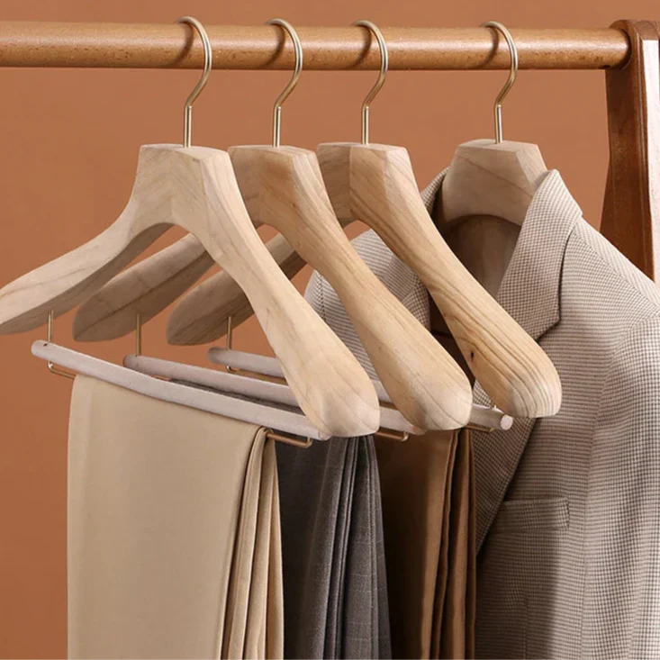 Aurelia Wooden Hangers | Premium Camphor Wood, Wide Shoulder Design 1