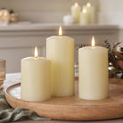 Sable | Set Of 3 Ivory Wax LED Flameless Pillar Candles With Remote