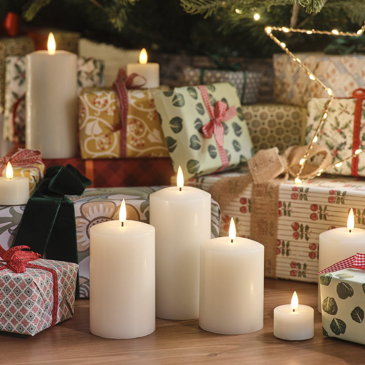 Sable | Set Of 3 Ivory Wax LED Flameless Pillar Candles With Remote