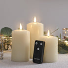Sable | Set Of 3 Ivory Wax LED Flameless Pillar Candles With Remote