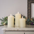 Sable | Set Of 3 Ivory Wax LED Flameless Pillar Candles With Remote