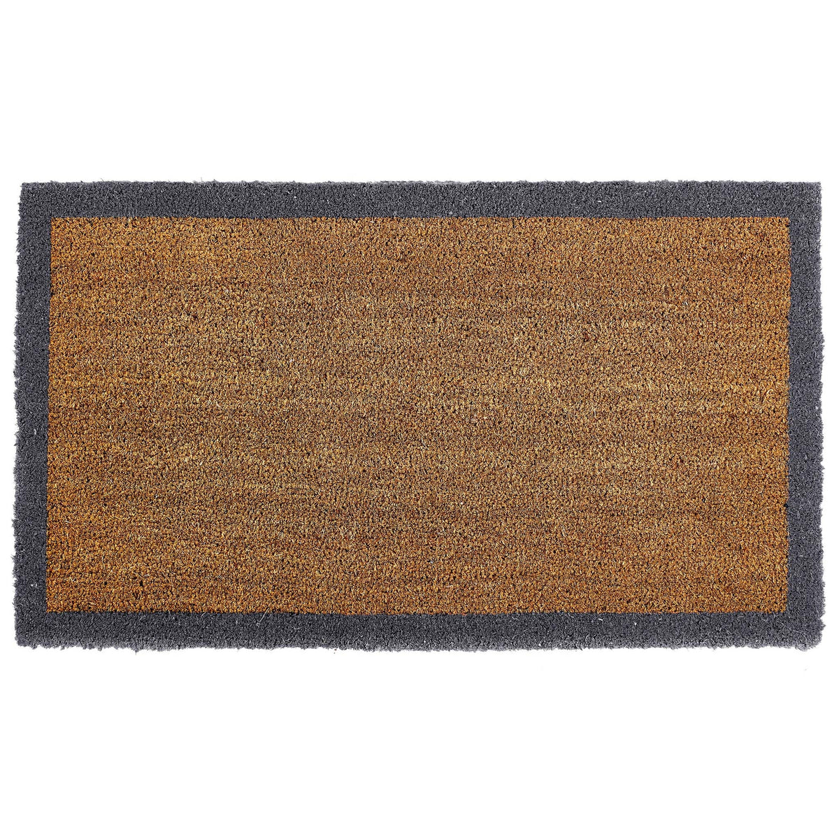 Printed Coir Border Grey Blue Doormat. Made from eco-friendly materials featuring a blue grey border. 