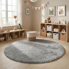 My Rug Grey shaggy rug styled in a nursery room. 