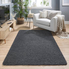 Charcoal Washable Rug in a solid dark grey colour, fully machine washable.