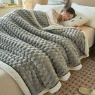 Ownkoti Thick Coral Fleece Reversible Throw Blanket - Gray - Queen - image 1