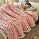 Ownkoti Thick Coral Fleece Reversible Throw Blanket - Pink - Queen - image 7