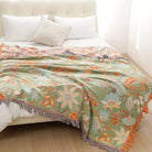 Rustic Floral Boho Blanket | 100% Cotton Floral Blanket