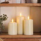 Sable | Set Of 3 Ivory Wax LED Flameless Pillar Candles With Remote